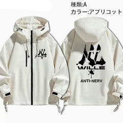 人気キャラ プリント トップス  WILLE メンズ 防風 防寒 アニメジャケット