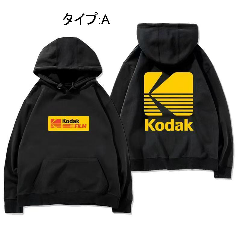 スポーツ＆カルチャー プリント トップス Kodakプリント ユニセックス 長袖 パーカー