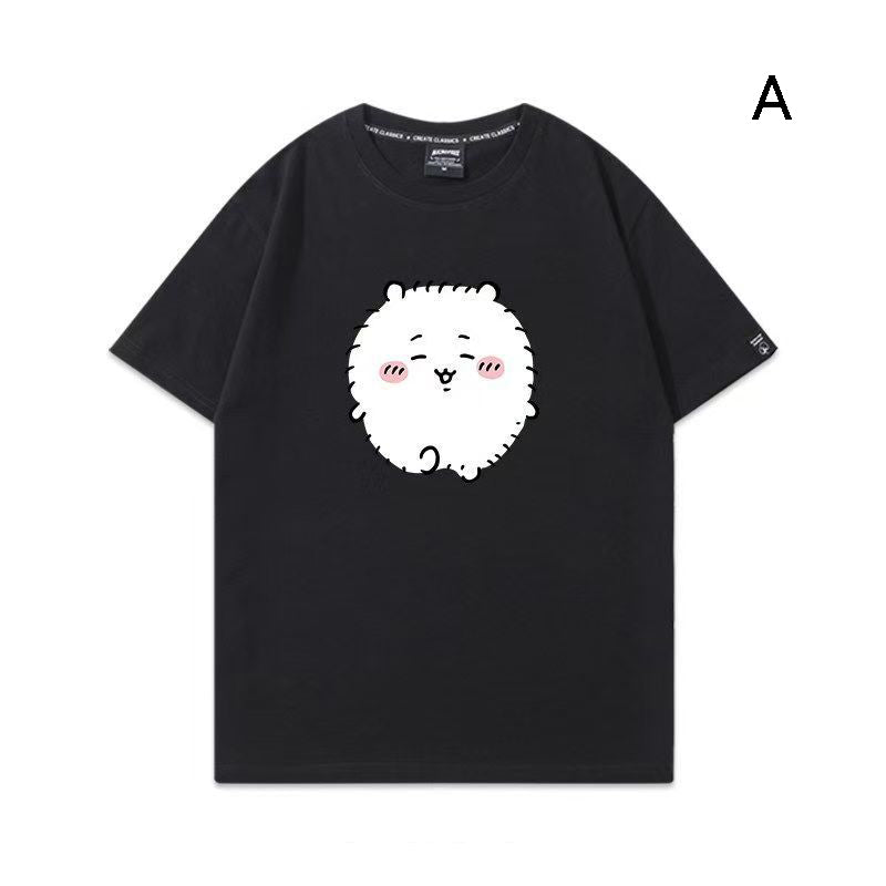 人気キャラ プリント トップス 毛が逆立った表情 ユニセックス 半袖Ｔシャツ