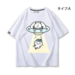 人気キャラ プリント トップス 宇宙旅行 ユニセックス 半袖Ｔシャツ