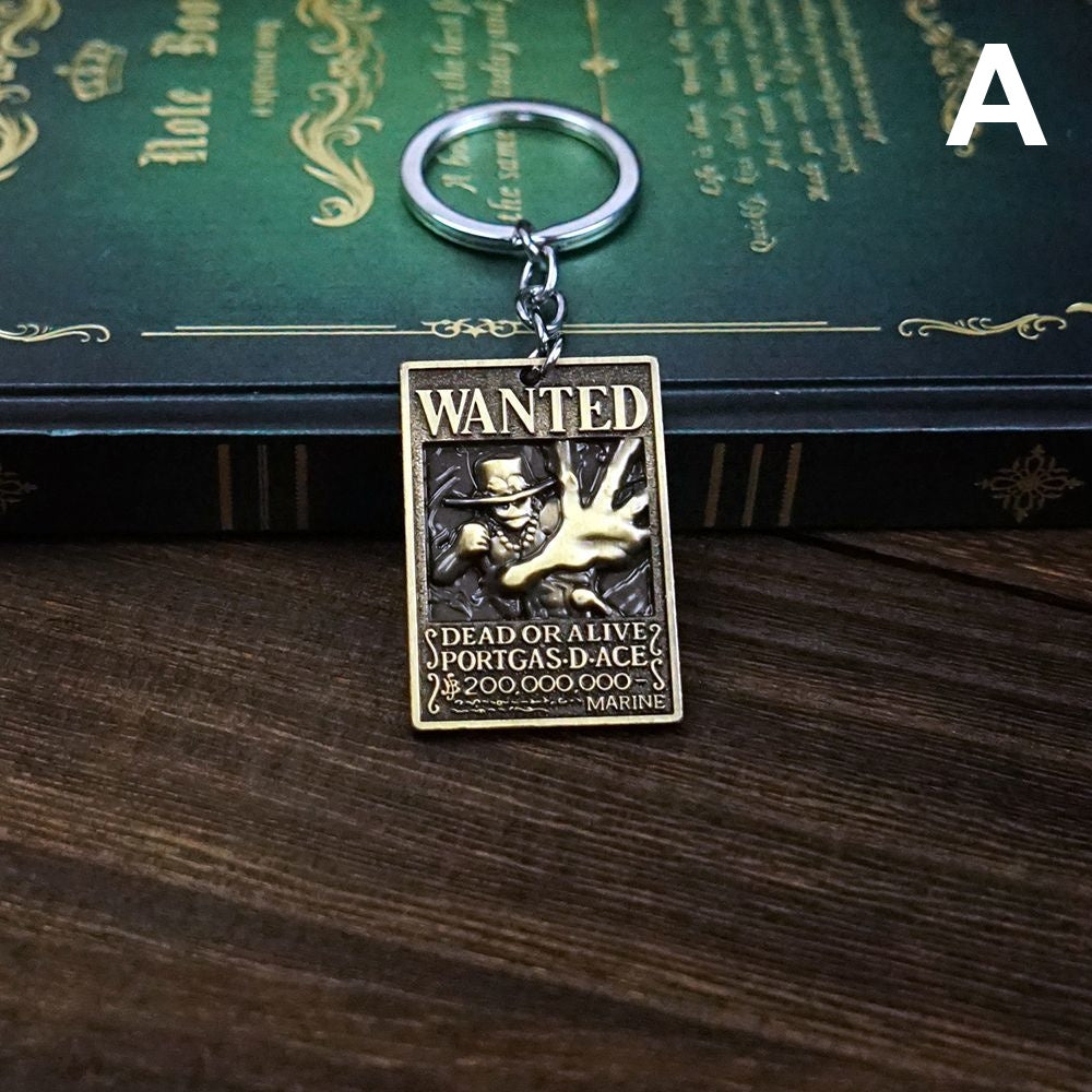 人気キャラ プリント  海賊アニメ風 雑貨 WANTED 手配書 メタルキーホルダー