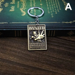 人気キャラ プリント  海賊アニメ風 雑貨 WANTED 手配書 メタルキーホルダー