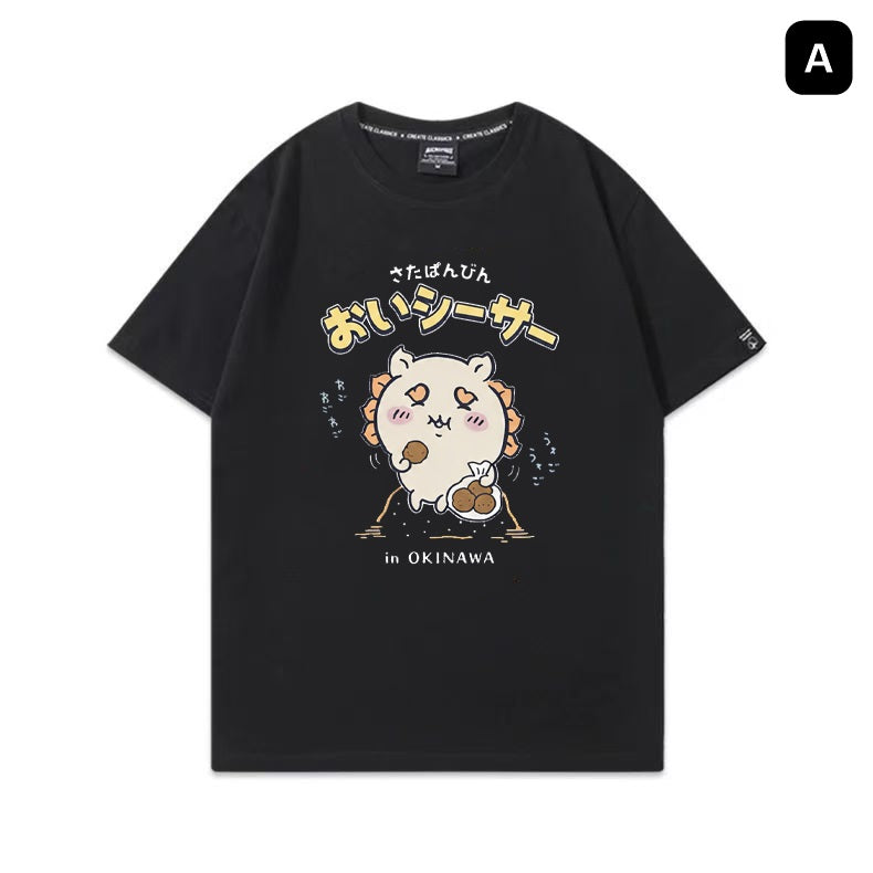 人気キャラ プリント トップス おいシーサー ユニセックス 半袖Ｔシャツ