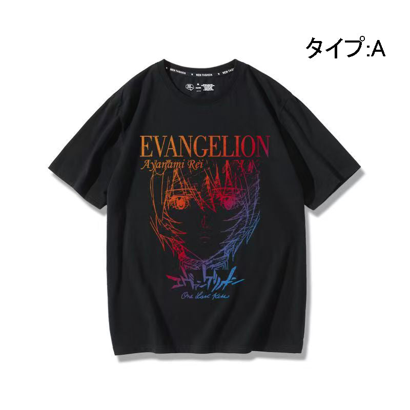 人気キャラ プリント トップス EVA パイロット達 ユニセックス 半袖Ｔシャツ
