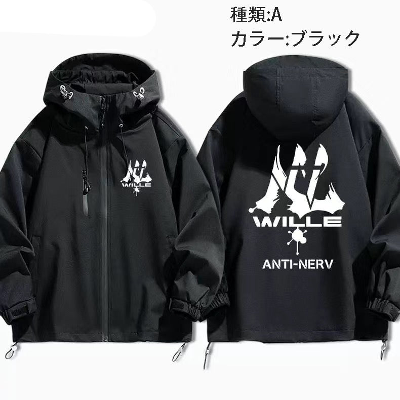 人気キャラ プリント トップス  WILLE メンズ 防風 防寒 アニメジャケット
