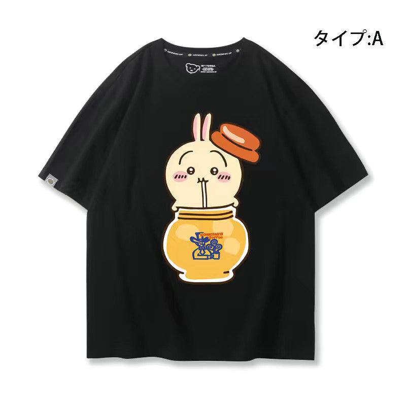 人気キャラ プリント トップス 美食 ユニセックス 半袖Ｔシャツ