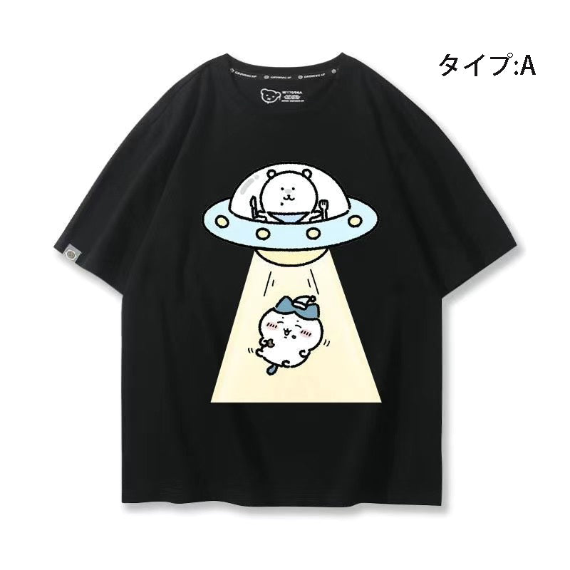 人気キャラ プリント トップス 宇宙旅行 ユニセックス 半袖Ｔシャツ