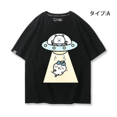 人気キャラ プリント トップス 宇宙旅行 ユニセックス 半袖Ｔシャツ