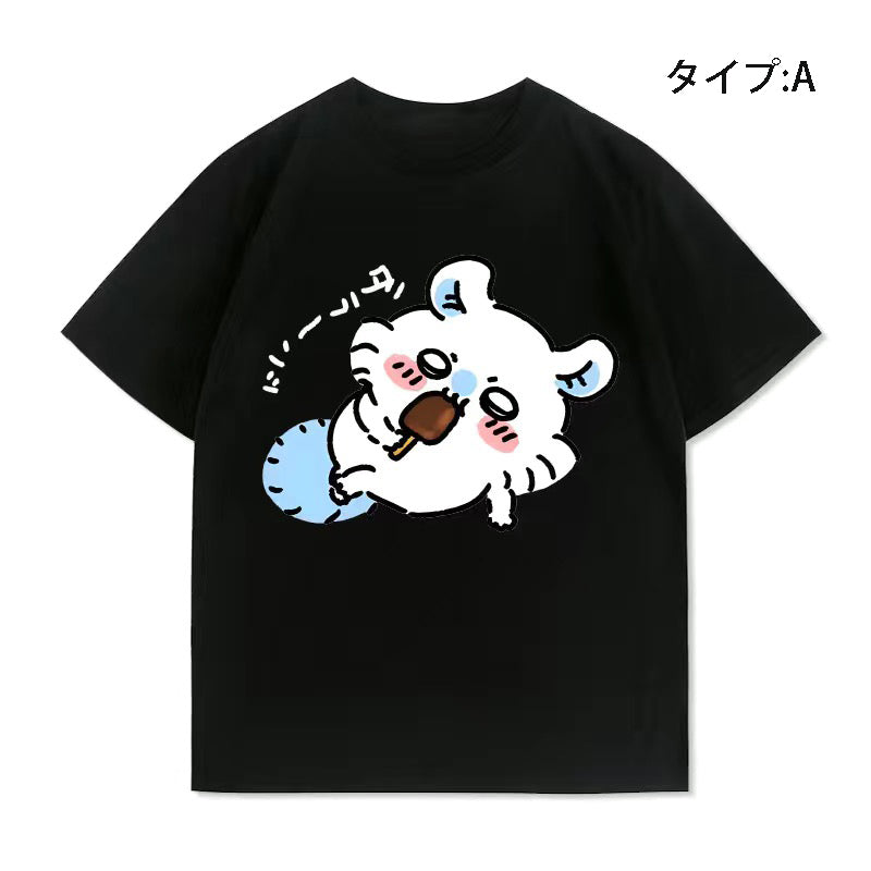 人気キャラ プリント トップス 食いしん坊 ユニセックス 半袖Ｔシャツ