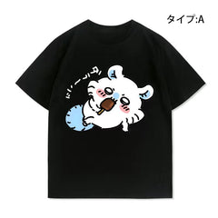 人気キャラ プリント トップス 食いしん坊 ユニセックス 半袖Ｔシャツ