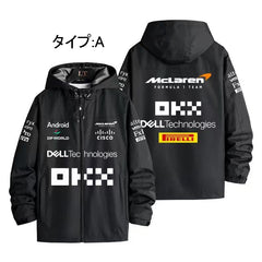 スポーツ＆カルチャー プリント F1チーム風ロゴプリント メンズ 防風 防寒 レーシングジャケット
