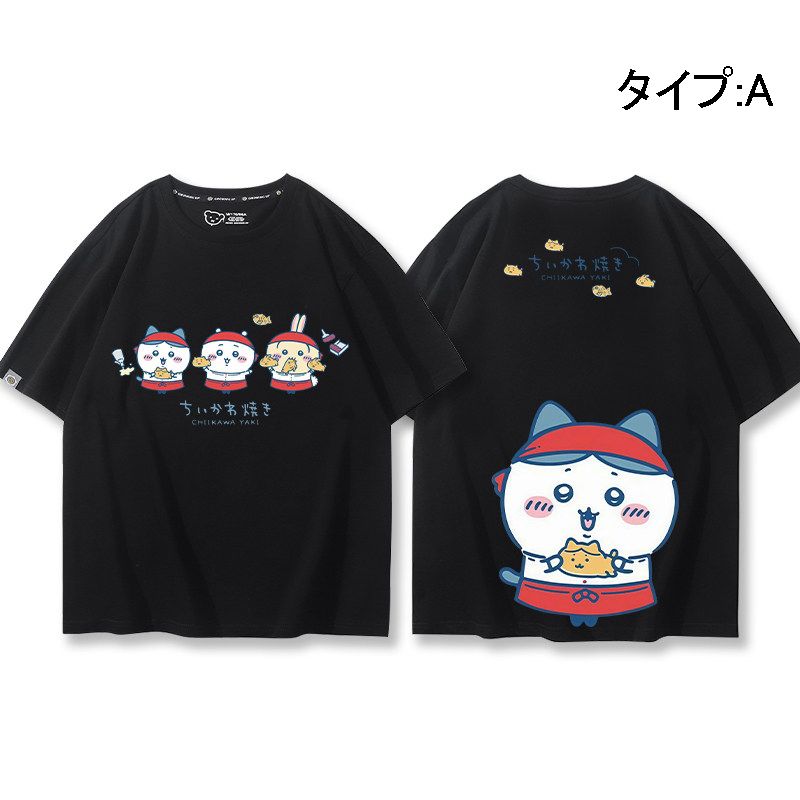 人気キャラ プリント トップス 鯛焼き ユニセックス 半袖Ｔシャツ