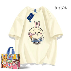 人気キャラ プリント トップス 楽しい食事タイム ユニセックス 半袖Ｔシャツ