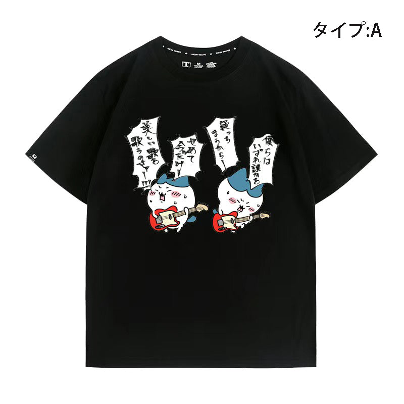 人気キャラ プリント トップス ギタリスト ユニセックス 半袖Ｔシャツ