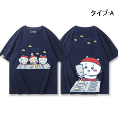 人気キャラ プリント トップス 鯛焼き ユニセックス 半袖Ｔシャツ