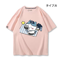 人気キャラ プリント トップス ピクニック ユニセックス 半袖Ｔシャツ