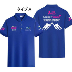 スポーツ＆カルチャー プリント トップスレーシンググラフィックプリント ユニセックス 半袖 ポロシャツ