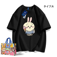 人気キャラ プリント トップス 楽しい食事タイム ユニセックス 半袖Ｔシャツ