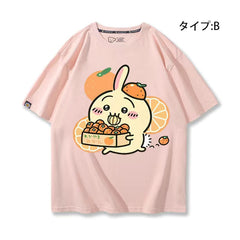 人気キャラ プリント トップス みかん ユニセックス 半袖Ｔシャツ