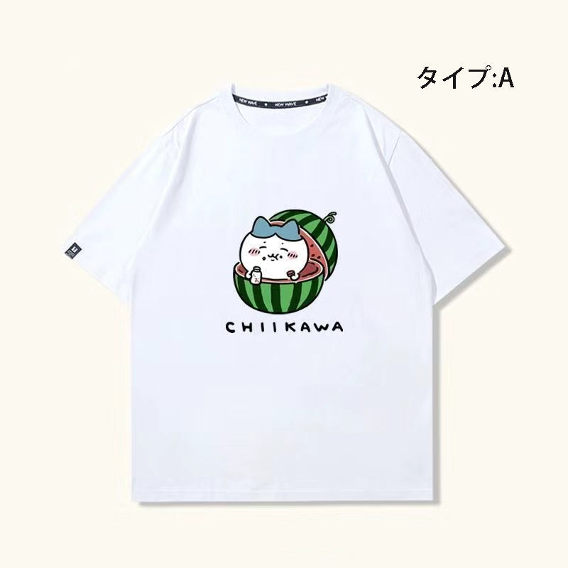 人気キャラ プリントトップス 美味しいスイカ ユニセックス 半袖Ｔシャツ