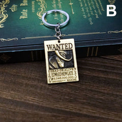人気キャラ プリント  海賊アニメ風 雑貨 WANTED 手配書 メタルキーホルダー
