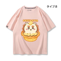 人気キャラ プリント トップス エッグタルト ユニセックス 半袖Ｔシャツ
