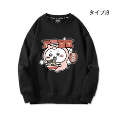 人気キャラ プリント トップス とんこつラーメン ユニセックス 長袖 スウェット