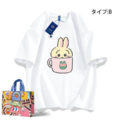 人気キャラ プリント トップス カップ ユニセックス 半袖Ｔシャツ