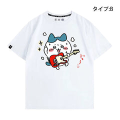 人気キャラ プリント トップス ギタリスト ユニセックス 半袖Ｔシャツ