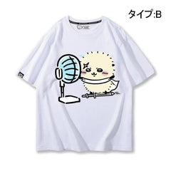 人気キャラ プリント トップス 扇風機 ユニセックス 半袖Ｔシャツ