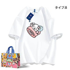 人気キャラ プリント トップス ケーキ ユニセックス 半袖Ｔシャツ