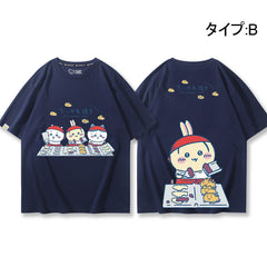 人気キャラ プリント トップス 鯛焼き ユニセックス 半袖Ｔシャツ