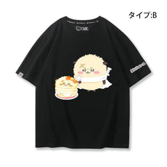 人気キャラ プリント トップス ケーキ ユニセックス 半袖Ｔシャツ