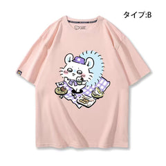 人気キャラ プリント トップス ピクニック ユニセックス 半袖Ｔシャツ