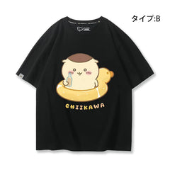 人気キャラ プリント トップス 浮き輪 ユニセックス 半袖Ｔシャツ