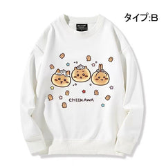 人気キャラ プリント トップス 美味しいもの ユニセックス 長袖 スウェット
