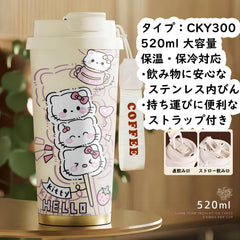 人気キャラ プリント コップ キャラプリント ステンレス 3way 直飲み 水筒 520ML