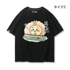 人気キャラ プリント トップス 麻雀対決 ユニセックス 半袖Ｔシャツ