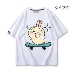 人気キャラ プリント トップス キックボード ユニセックス 半袖Ｔシャツ
