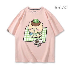 人気キャラ プリント トップス 野外食事会 ユニセックス 半袖Ｔシャツ