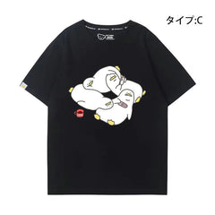 可愛いキャラ コーヒーで命をつなぐ アヒルさんトップス ユニセックス 半袖Ｔシャツ