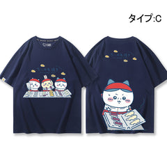 人気キャラ プリント トップス 鯛焼き ユニセックス 半袖Ｔシャツ