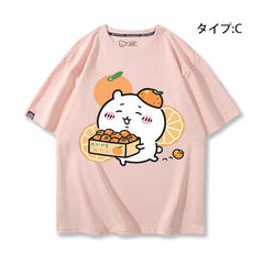 人気キャラ プリント トップス みかん ユニセックス 半袖Ｔシャツ