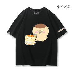 人気キャラ プリント トップス ケーキ ユニセックス 半袖Ｔシャツ
