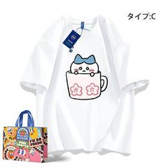 人気キャラ プリント トップス カップ ユニセックス 半袖Ｔシャツ