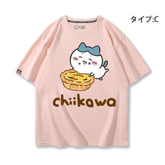 人気キャラ プリント トップス 美味しいエッグタルト ユニセックス 半袖Ｔシャツ