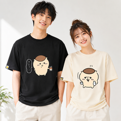 人気キャラ プリント トップス ごくごくまんじゅう ユニセックス 半袖Ｔシャツ