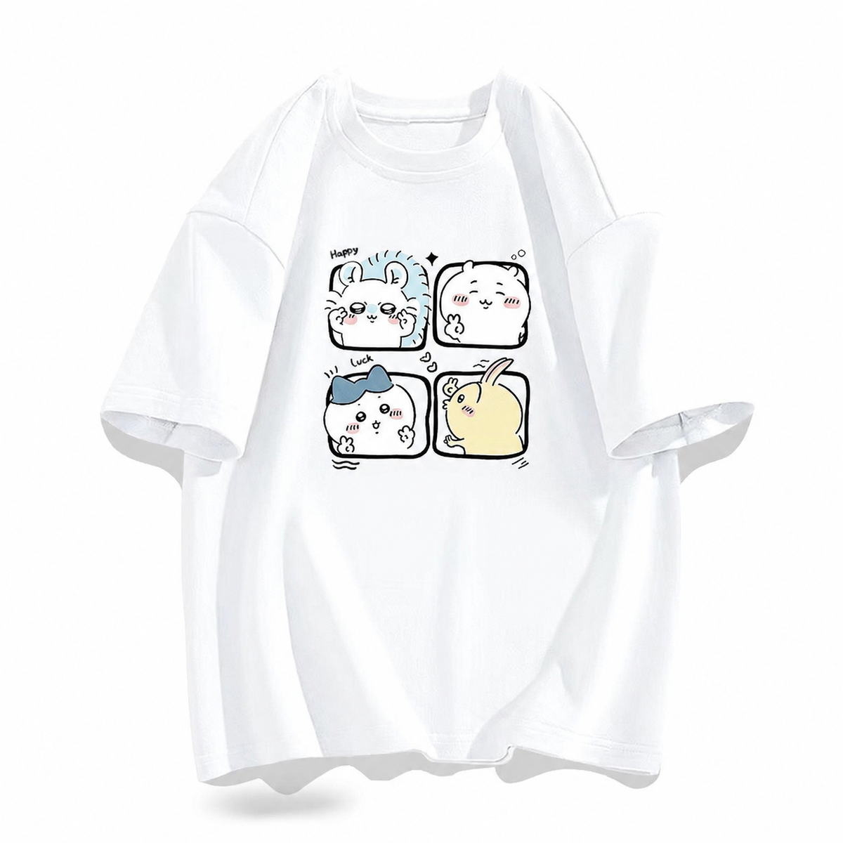 人気キャラ プリント トップス 楽しい瞬間 ユニセックス 半袖Ｔシャツ