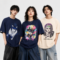 人気キャラ プリント トップス レトロコミック風 ポートレート＆コラージュプリントデザイン ユニセックス 半袖 Ｔシャツ