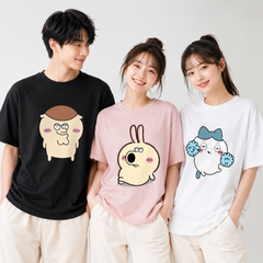 人気キャラ プリント トップス コミカルフェイス ミックスプリント ユニセックス 半袖Ｔシャツ
